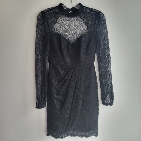 Ever New Black Axel Mini Lace Dress Size 2 - Picture 2 of 10